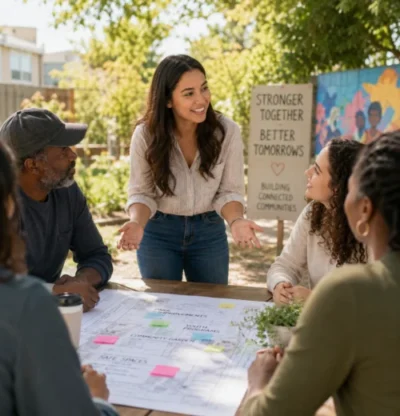 Community partners collaborating on social impact initiatives
